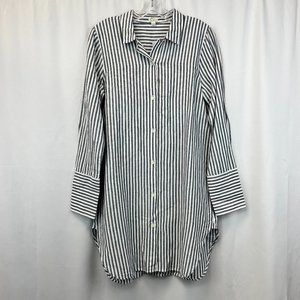 J.Crew Womens Navy White Striped Collared Long Sleeve Shirt Dress Size Small